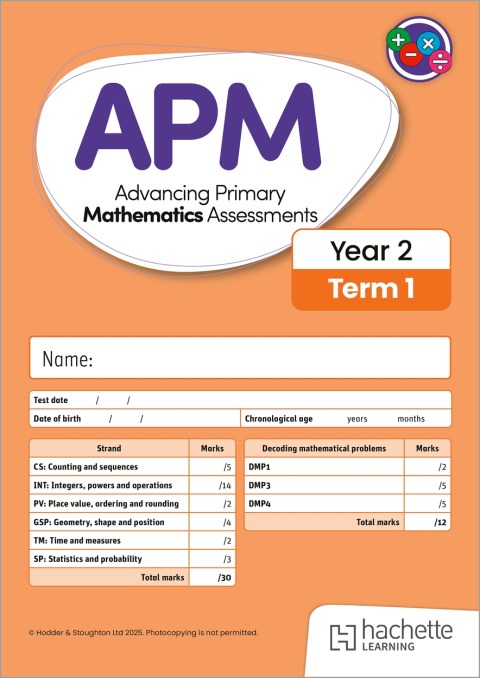 Advancing Primary Mathematics Assessments, Year 2 Term 1, 10pk