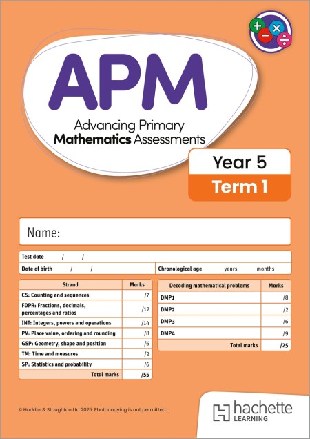 Advancing Primary Mathematics Assessments, Year 5 Term 1, 10pk